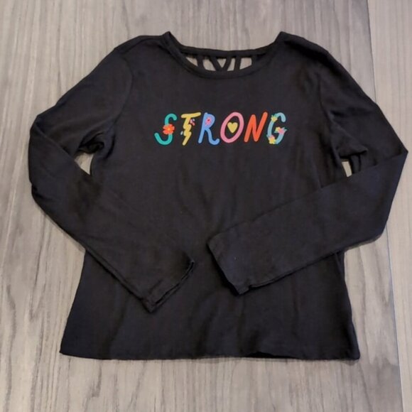 3/$20 OLD NAVY Strong Long Sleeve Tshirt Strappy Black Girls Medium 8 - Picture 8 of 8